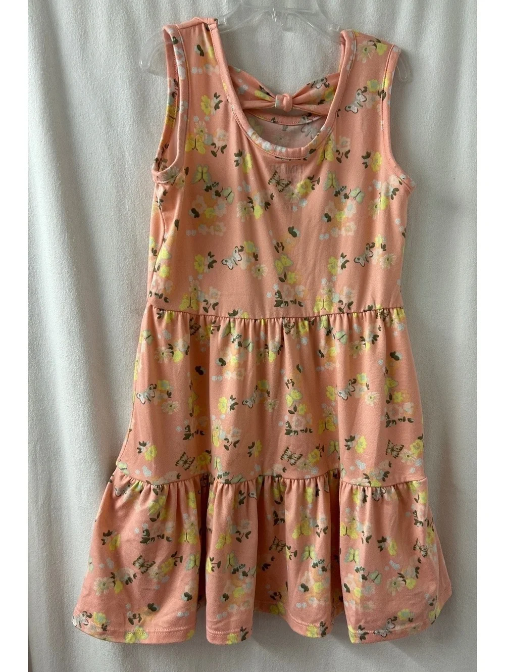 Limited Too Girls Size 7 Pink Floral Butterfly Tiered Sleeveless Dress